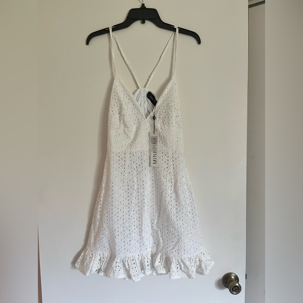 NWT mini pink white Juliana dress M